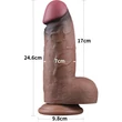 9.5'' Dual Layered Silicone Cock XXL dildó herékkel és tapadókoronggal