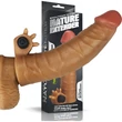 Add 1.5" Vibrating Silicone Extender Brown vibrátoros erezett felületű péniszköpeny