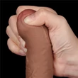 7'' Sliding Skin Dual Layer Dong Brown dildó herékkel és csúsztatható bőrrel