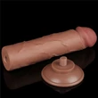 8'' Sliding Skin Dual Layer Dong Brown II dildó herékkel és csúsztatható bőrrel