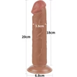 8'' Sliding Skin Dual Layer Dong Brown II dildó herékkel és csúsztatható bőrrel