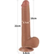 9'' Sliding Skin Dual Layer Dong Brown dildó herékkel és csúsztatható bőrrel