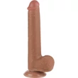 9'' Sliding Skin Dual Layer Dong Brown dildó herékkel és csúsztatható bőrrel