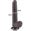 9'' Sliding Skin Dual Layer Dong Black dildó herékkel és csúsztatható bőrrel