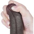 9'' Sliding Skin Dual Layer Dong Black dildó herékkel és csúsztatható bőrrel