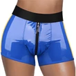 Chic Strap-On shorts S/M (32 - 35 inch waist) Blue boxer alsó O-gyűrűvel