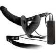 DOUBLE THRUSTER VIBE WITH HARNESS BLACK vibrációs csatolható dildó