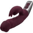 TITANZ 7" SILICONE RECHARGEABLE VIBRATOR IN RUBINE RED bordázott felületű g-pont és csiklóizgató vibrátor