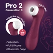 Pro 2 Generation 3 with Liquid Air wine red Applikációval vezérelhető léghullámos vibrációs csiklóizgató