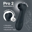 Pro 2 Generation 3 with Liquid Air black Applikációsval vezérelhető léghullámos vibrációs csiklóizgató