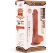 X-MEN 8.3 inch Double Layer Silicone Brown dildó herékkel