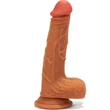 X-MEN 8.3 inch Double Layer Silicone Brown dildó herékkel