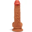X-MEN 8.3 inch Double Layer Silicone Brown dildó herékkel