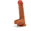 X-MEN 8.3 inch Double Layer Silicone Brown dildó herékkel