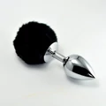 Pompon Metal Plug Small Black fenékdugó