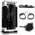 Deluxe Bondage Kit Black kötöző szett cirógatóval