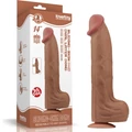 14'' King Sized Sliding Skin Dual Layer Dong Brown dildó herékkel