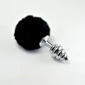 Spiral Pompon Metal Plug Black fenékdugó