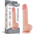 9.5'' Sliding Skin Dual Layer Dong Flesh dildó herékkel és csúsztatható bőrrel