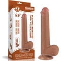 9'' Sliding Skin Dual Layer Dong Brown dildó herékkel és csúsztatható bőrrel
