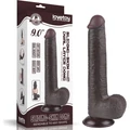 9'' Sliding Skin Dual Layer Dong Black dildó herékkel és csúsztatható bőrrel