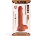 X-MEN 8.3 inch Double Layer Silicone Brown dildó herékkel