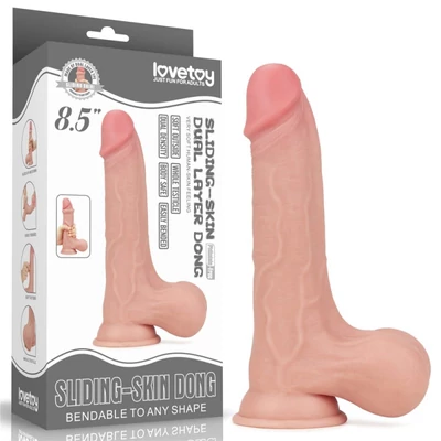 8.5'' Sliding Skin Dual Layer Dong - Whole Testicle dildó herékkel és tapadókoronggal