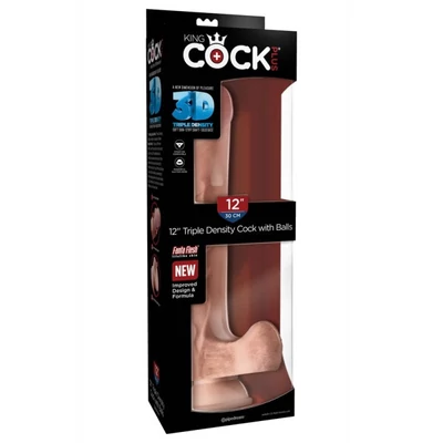 King Cock Plus 12" Triple Density Cock with Balls dildó herékkel