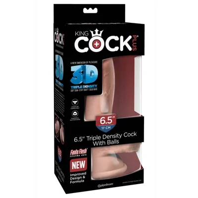 King Cock Triple Density 6.5" Cock with Balls - Flesh dildó herékkel