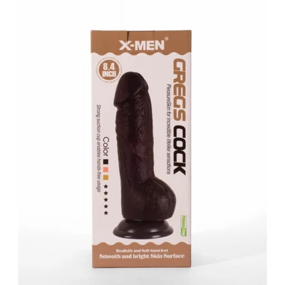X-MEN Greg's 8.4" Cock Black dildó herékkel és tapadókoronggal