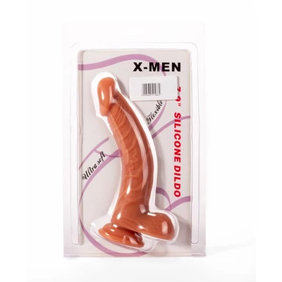 X-MEN 7.9" Silicone dildó Flesh herékkel