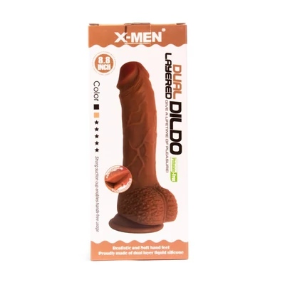 X-MEN 8.8 inch Dual Layered dildó Brown herékkel