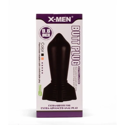 X-MEN 9.6" Huge Butt Plug Black 2 fenékdugó tapadókoronggal