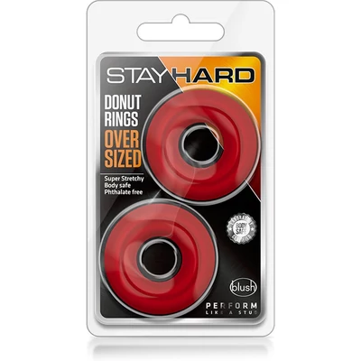 STAY HARD DONUT RINGS OVERSIZED RED pénisz és heregyűrű