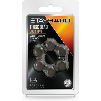 STAY HARD THICK BEAD COCK RING BLACK péniszgyűrű