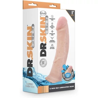 DR. SKIN 8INCH SELF LUBRICATING dildó önsíkosítóval és tapadókoronggal