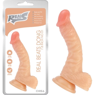 Real Beats Dong 7.8 Inch NO.01 dildó herékkel és tapadókoronggal
