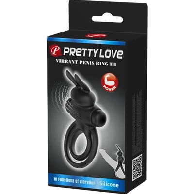 Pretty Love Vibrant Penis Ring 3 Black vibrátoros péniszgyűrű