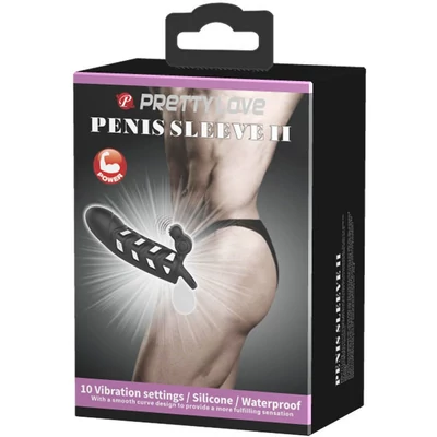 Pretty Love Penis Sleeve II péniszköpeny csiklóizgatóval és heregyűrűvel