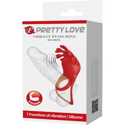 Pretty Love Vibrant Penis Ring Ruben Red vibrátoros péniszgyűrű