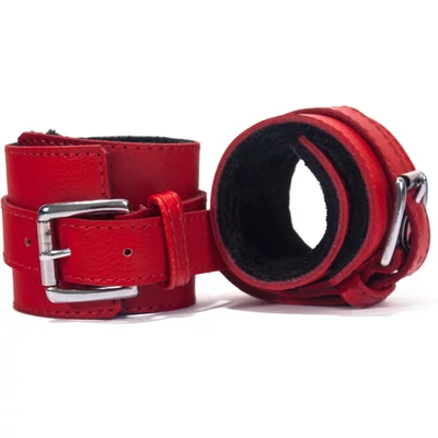 Hand Cuffs Grain Leather vörös/fekete