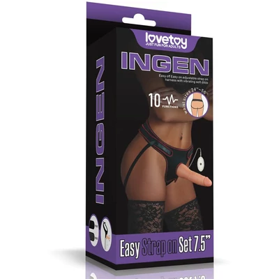 Vibrating Easy Strapon Set 7.5'' csatolható vibrációs dildó