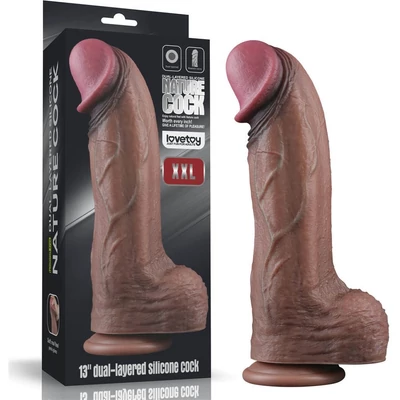 13'' Dual Layered Silicone Cock XXL dildó herékkel és tapadókoronggal