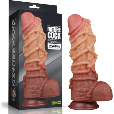 10.5'' Dual layered Platinum Silicone Cock with Rope dildó herékkel