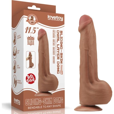11.5'' King Sized Sliding Skin Dual Layer Dong Brown dildó