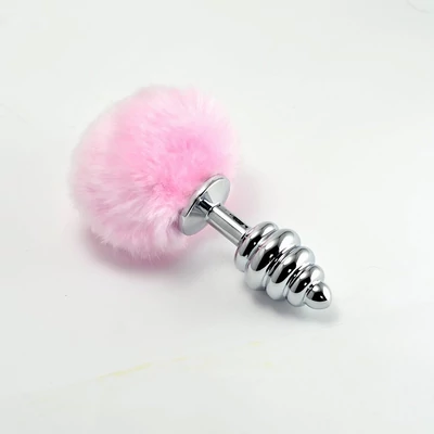 Spiral Pompon Metal Plug Pink fenékdugó