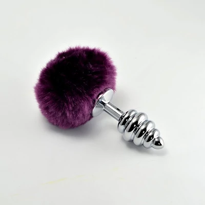 Spiral Pompon Metal Plug Purple fenékdugó