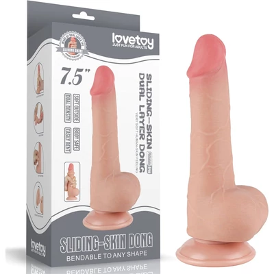7.5'' Sliding Skin Dual Layer Dong Flesh II dildó herékkel