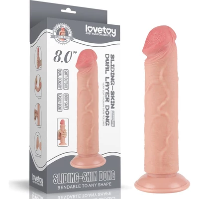8'' Sliding Skin Dual Layer Dong Flesh II dildó csúsztatható bőrrel