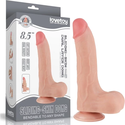 8.5'' Sliding Skin Dual Layer Dong Flesh II dildó herékkel és csúsztatható bőrrel
